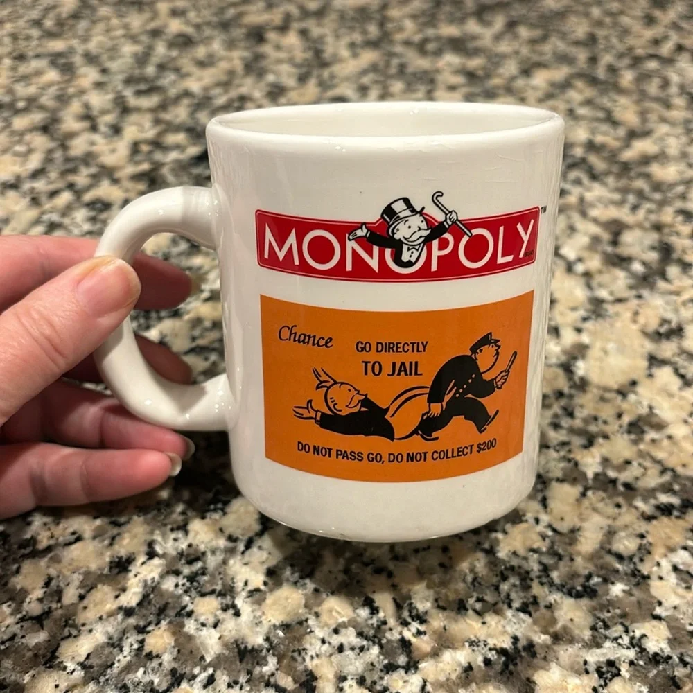 Monopoly Coffee Mug Cup: GO DIRECTLY TO JAIL Do Not Pass Go, Do Not Collect $200